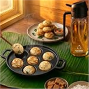 HomeWiz Cast Iron Appe Pan 7 Cavity 18 cm | Free Oil Dispenser 500ml | Pre-Seasoned Appe Maker for Appam, Paniyaram & Appe | Non Stick Appam Pan | Naturally Non-Stick | Works On Induction & Gas