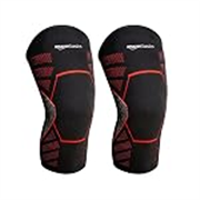 Amazon Basics Nylon Knee Support | Lightweight Knee Sleeve for Men and Women | Stretchable | for Sports, Fitness and Daily Use | Pack of 2 | Black, S