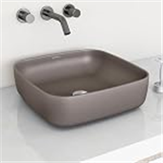 Plantex Premium Tabletop Ceramic Square Wash Basin/Countertop Bathroom Sink (Choco, 16 x 16 x 5 Inch)