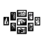 Wood MDF Photo Frame With Glass (Black,9 Photos) Wall Mount, Rectangular, 5 x 7 inches (3 pieces), 4 x 6 inches(6 pieces)