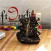 eCraftIndia Polyresin Falling Waterfall Style Smoke Fountain with 10 Backflow Cones (Brown, 3x3x4.5 inch)