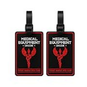 Storite Pack of 2 Luggage Tags with Black Silicon Strap (Black & Red)