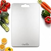 GharNestStainless Steel Cutting Board with Handle, 32 x 21.5 cm, Scratch Resistant, Anti-Slip, Hygienic for Vegetables, Fruits & Meat (Medium)