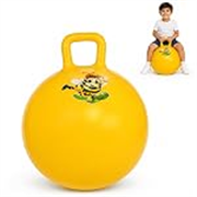 Toyshine 55cm Hopper Ball Inflatable Hopping Balls Jumping Therapy Toys Sit and Bounce Ball with Handle for Kids Ages 5+, Yellow