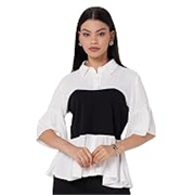 Athena Lifestyle White Regular Sleeves Solid Casual Top