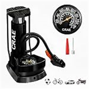 CRAE High Pressure Foot Air Pump with Pressure Gauge – Portable Floor Compressor Cylinder for Car, Bike, Motorcycle, and Bicycle Tyres. Pack of 1 (AU003_Black)