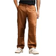 CAHOOT Men Trousers | Mid-Rise, Side-Elasticaed Stretch | Button, Straight Hem | Solid Twill | Woven Fabric for Casual & Street Wear | Russet Brown