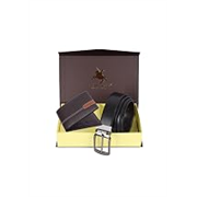 LONDON ALLEY Swiss Classic Brown Leather Wallet & Black/Brown Reversible Belt Combo Gift Box for Men