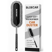 Microfiber Car Duster for Exterior & Interior | Super Soft Wax-Infused Brush with Extendable Handle | Scratch-Free One-Swipe Cleaning | Compact & Reusable (Grey, 10.6in x 27.5in)
