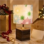 tu casa Bedside Table Lamp Wooden Base Floral Shade Warm Light 12″
