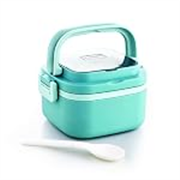 Ganesh 1 Compartment Cubex Insulated Food Container with Attractive Spoon – Airtight Leak-Proof Lunch Box for Office, School, Picnic 380ml- Green