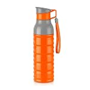 CELLO Puro Steel-X Delta 900 PU Insulated Water Bottle for Office 705 ml Orange | Wide Mouth Easy to Carry with Strap Leak Proof Flip Top Lid Inner Steel Water Bottle for School Kids, College & Travel