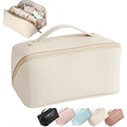 Sprqcart Large Capacity Travel Cosmetic Bag With Handle And Divider – Multifunctional Makeup Bag For Easy Access, Waterproof- (Cream), 10 cm Leather;Metal;Stainless Steel
