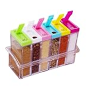 Suzec Mini Spice Jar 6 Pcs Set, Easy Flow Storage, Idle for Kitchen |Storage Box Container | (Color May Vary) – Plastic