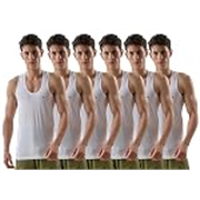 LUX VENUS Men’s 100% Cotton Sleeveless Vests | Regular Fit | Round Neck|Anti-Bacterial Finish & Tag-Free Comfort | White, Pack of 6