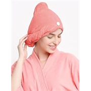 Cortina Microfiber Hair Towel Cap, Soft Absorbent Quick Drying Cap for Curly Thick Hair, Wrap Cap for Women Girls-Pack of 1,Pink
