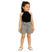 Baby Girls Solid Cotton Blend Style Top and Shorts Set for kids (Black & White)