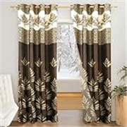 Solimo Polyester 75% Blackout Leaf Print Door Curtains|75% Room Darkening|7 Feet |Set of 2| Leaf Print Design | for Living Room Kids Room & Bedroom | Color- Brown| Light-Filtering