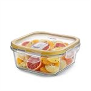 CELLO Fit & Fresh Square Lunch Box Container for Daily Use 1000 ml Clear | Microwave & Fridge Safe Toughened Glass Airtight Leakproof Food Storage Tiffin Box Container for Kitchen, Travel & Office Use