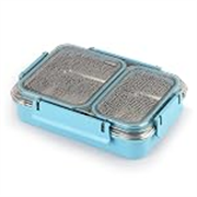 CELLO Duo Big Insulated Stainless Steel Lunch Box, Light Blue | Food Grade, BPA Free, Unbreakable Inner Steel Compartment Tiffin Box | Air Tight Leak Proof Clip Lock Lunch Box For School Kids & Office