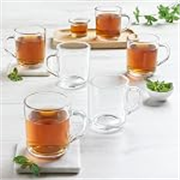 Borosil 240ml Latte Tea/Coffee Mug Set | Borosilicate Tuff Glass Made in India Cup Set for Chai, Green Tea, Coffee, Milk | Microwave Safe, Scratch Resistance, Lightweight | Transparent (6pc Set)