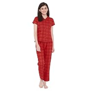 Clovia Women Rayon Night Suit– Printed, Shirt & Pyjama Set