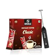 Bevzilla 48 Classic Coffee Sachet with Rechargeable Electric Frother Combo Pack | 3-Speed Setting with Type-C Fast Charging|r | Café Coffee Kit | Perfect for Espresso, Latte & Cappuccino | Enjoy Hot & Cold Brews