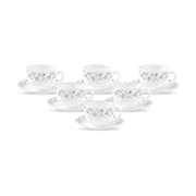 La Opala Diva, Opal Glass Crockery | Cup & Saucer Iris Large, Set of 12 | Grace Blue, 220 ml | for Tea & Coffee | Microwave Safe | 100% Vegetarian | Extra Strong | Super Light | Super White
