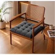 BSB HOME Chair Pad Cushion with Tie Straps,Thick Tufted Seat Cushion for Dining,Office & Wooden Chairs,Soft Comfortable Chair Seat Pad with Durable Stitching,16 x 16 Inches(41 x 41 cm)-Anthracite Grey