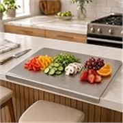 Steel Chopping Board for Kitchen | Heavy-Duty Stainless Steel Kitchen Cutting Board | for Vegetables, Fruits, Meat & Fish | Anti-Skid, Food Safe & Rust Resistant Size 41.5 * 29 CM (Counter Top)