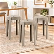 The Artment Khaki Set of 3 Tivo Plastic Stool Modern Stackable Multipurpose with Anti-Slip Base | Lightweight Waterproof PP Stool for Bathroom, Kitchen, Balcony & Living Room, Home & Office