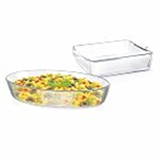 Signoraware Bake ‘N’ Serve Borosilicate Glass Dish Set| Microwave Safe| Baking & Serving| Crack Resistant| Reheating Food| Ideal Gifting Set (700ml + 500ml| Set of 2| Clear)