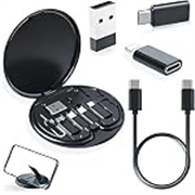 Multifunctional Data Cable Conversion Head | Portable Storage Box with Multi-Type Charging Converter, USB Type-C Adapter, SIM Card Slot, Eject Pin, and Phone Holder