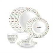 Treo by Milton Opalware Aurelia Meena Dinner Set of 18 | Serving for 6 | Microwave & Dishwasher Safe | Bone-Ash Free | Tempered Toughness | Plates & Bowls | Crockery Set for Dining & Gifting