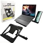 Adjustable Laptop Tabletop Stand Patented Riser Ventilated Portable Foldable Compatible with MacBook Notebook Tablet Tray Desk Table Book with Free Phone Stand (Black)