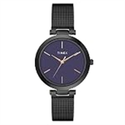 TIMEX Analog Watch for Women with Purple Round Dial & Black Stainless Steel Bracelet Band Water Resistant Women’s Wrist Watches – TWEL118SMU05