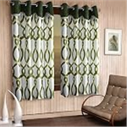 Cortina 2 Piece Abstract Design Panel Eyelet Polyester Window Curtains – 5 Feet, Green