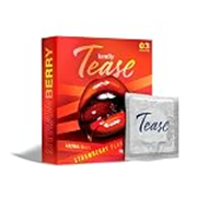 Kindly Tease Ultra Thin Strawberry Flavour Condoms for Men, Pack of 3 – Extra Sensitive,0.05 MM Thin For Skin Like Feel, Paraben Free, Safe & Comfortable Protection
