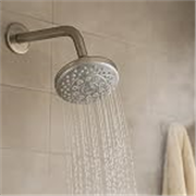 Amazon Basics Shower Head for Bathroom | Round Multifunction 5-Spray Overhead Shower | Wall Mount Bathroom Shower with Pause Function, Chrome Finish, 3.9 Inches Wide Sprayface, CHROME finish