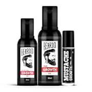 BEARDO Mustache Growth Roll On 8ml with Beard & Hair Growth Oil 50ml + 30ml | Beard Growth Kit for Men, Hair Regrowth Oil, Patchy Beard Filler, Thick & Strong Beard Combo (Pack of 3)