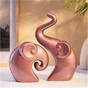 Amazon Basics Lavish Rose Gold Home Decor Elephant Couple | Ceramic Figurines (Set of 2, Matte Rose Gold)