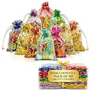 HOTFIX® Pack of 50 Multicolor Organza Potli Bags 3×4 Inch, Drawstring Gift Pouches for Jewellery, Dry Fruits, Wedding Return Gifts, Shagun, Festival Favors and Small Gift Packaging