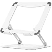amazon basics Tabletop Laptop Stand, Ergonomic Adjustable & Ventilated Metal Riser Holder for Desk Fits Upto 15.6 Inch Laptops (White)