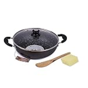 Mumma’s LIFE Non-Stick Deep Kadai with Glass Lid- with Riveted and Virgin Bakelite Handle PFOA/Heavy Metal Free (Induction and Gas Stove Friendly) – (26CM, Grey)