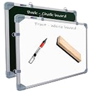 Eduway 2×3 Feet Kunj Non-Magnetic Double-Sided White Board and Chalkboard Combo with 1 Marker and 1 Duster | Ideal Use for Home, Office, with Sliding Hanging Clips, Robust Aluminum Frame (89×59 Cms)