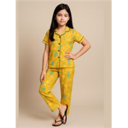 BUTRU Girls Printed Cotton Blend Kids Nightwear (Yellow Pack of 1)