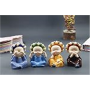 Alaukik Colourful Rajasthani Hat Monk | Figurine showpiece Decoration for Home Indoor,Outdoor,Office Desk,Porch Yard,Art Decor Set of 4