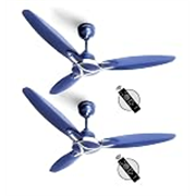 LONGWAY Zephyr 1200 mm BLDC Ceiling Fan with Remote Control | BEE 5 Star Rated Energy Efficient | Ultra High Speed 3 Blade Anti-Dust Decorative Ceiling Fan (Silver Blue, Pack of 2)