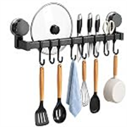 8 Hook Wall Mounted Kitchen Utensil Holder Rack | Heavy Duty Multipurpose Hanging Rail for Spoons, Spatulas, Ladles, Knives, Scissors, Towels & Accessories | Space Saving Metal Organizer
