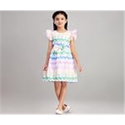 Aarika Girls Casual Wear Blue Colour Zig Zag Print Cotton Blend Frock